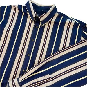 John Ashford Shirt Button‎ Down Long Sleeve Men's Sz L Tall Vtg 90s Thick Cotton